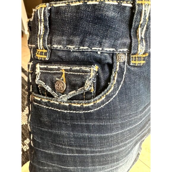 Rock & Roll Cowgirl Womens L Denim Mini Skirt Western Cowgirl Embroidered Pocket - Picture 6 of 13